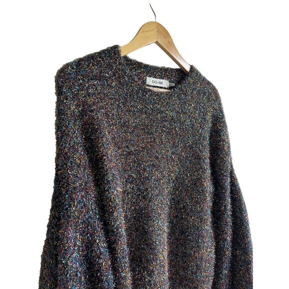 Do + Be Size Small Black Sparkle Multicolor Pullover Crewneck Sweater Holiday - Picture 3 of 8